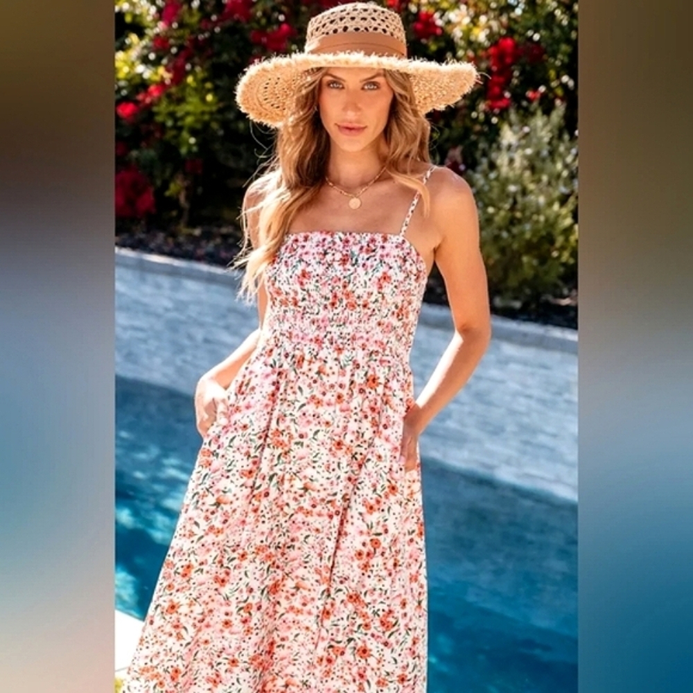 Floral Boho Maxi Dress With Ruffles